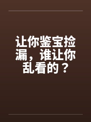 让你鉴宝捡漏，谁让你乱看的？