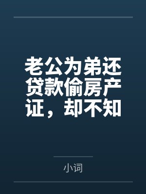 老公为弟还贷款偷房产证,却不知我早换成五十块道具 老公为弟还贷款偷房产证,却不知我早换成五十块道具